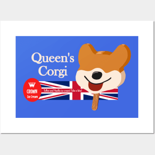 Crown Ice Cream Ad: Queen's Corgi Toffee and Vanilla Ice Cream Posters and Art